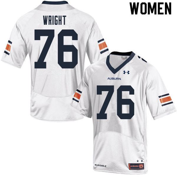 Women #76 Jeremiah Wright Auburn Tigers College Football Jerseys Sale-White - Click Image to Close